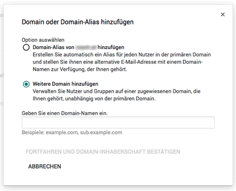 Domain oder Domain-Alias hinzufügen