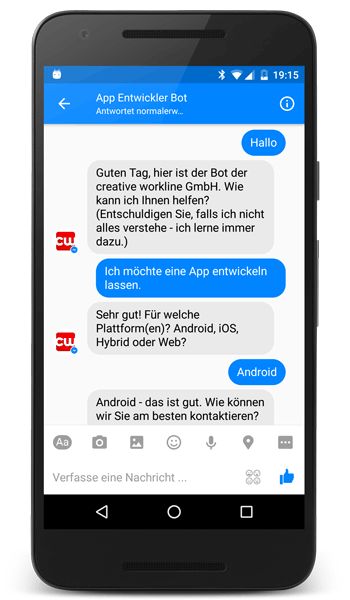 App Entwicklung Chatbot - Facebook Messenger